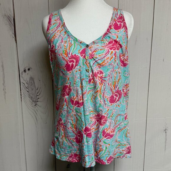 Lilly Pulitzer Hartley Tank Jellies Be Jammin Print Small EUC - Picture 1 of 9